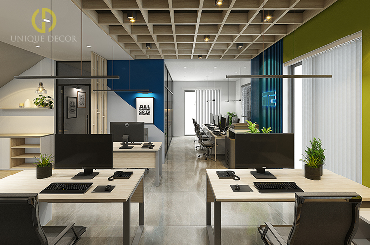 Chúng tôi sẽ thiết kế cho bạn một không gian văn phòng tràn đầy năng lượng và tối ưu hóa tính năng, giúp người lao động có nhiều sự thoải mái và tăng hiệu quả công việc của mình.
